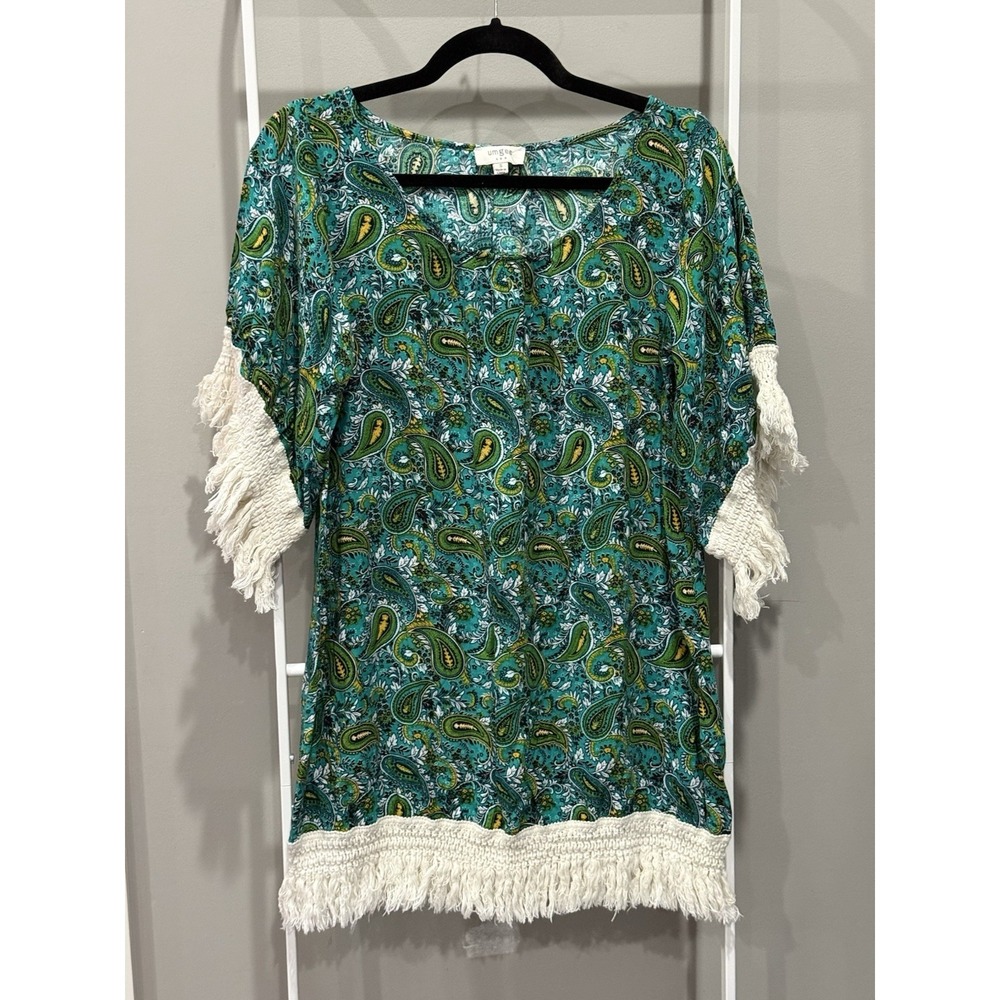 UMGEE Womens Hippie Pheasant Chic Bohemian Paisley Fringe 3/4 Sleeve Dress S - Picture 1 of 6